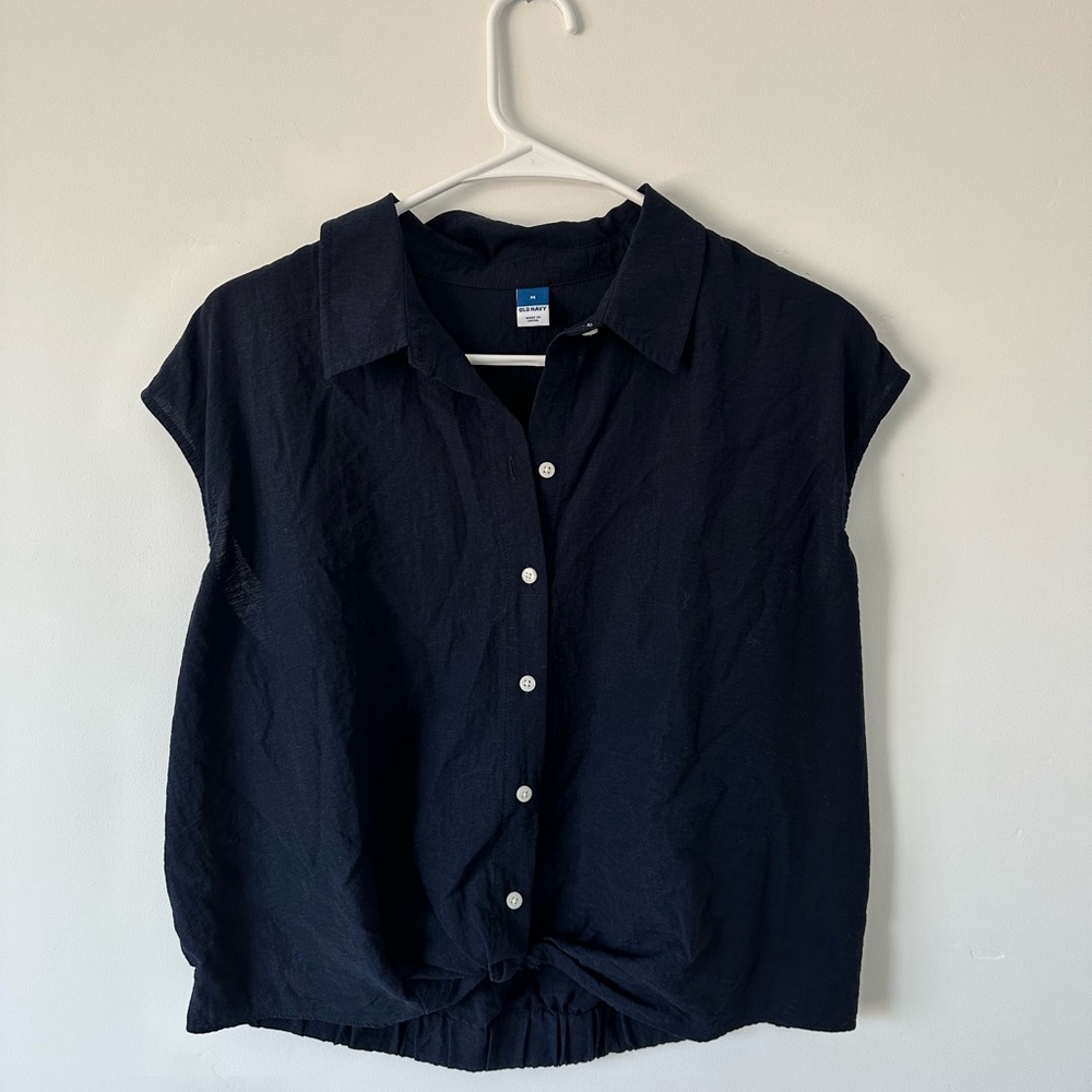 Old Navy Never Worn Navy Blue Button Crop Top